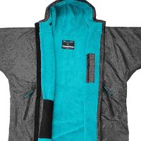 Two Bare Feet Kids Weatherproof Classic Print Changing Robe - Black / Teal Extra Image 2 Preview